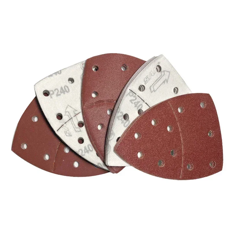 연마용 삼각 사포 멀티 샌더 샌딩 시트, 알루미늄 산화물 후크 루프 연마 도구, 11 홀, 60-2000 그릿, 50 개