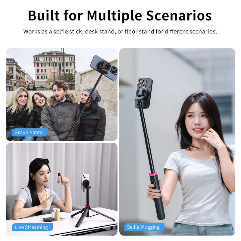 Ulanzi MT-84 1.53m Magnetic Tripod 360° Rotation 10m Remote Control Smartphone Extension Tripod for Selfie Live Streaming Vlog