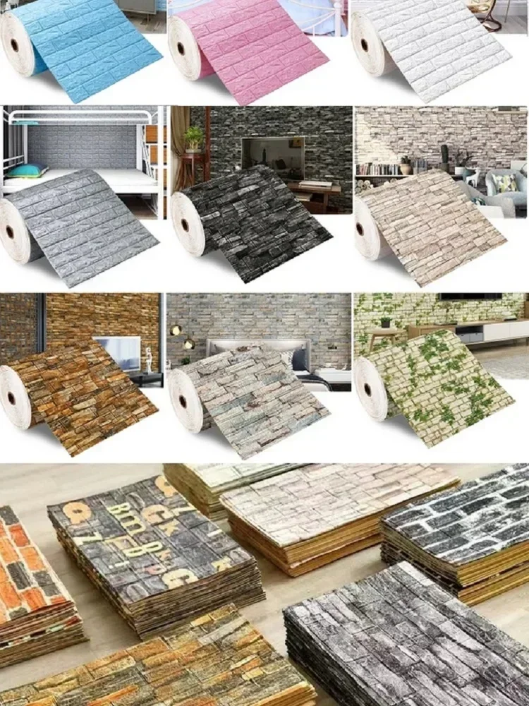 Papel de parede antigo para decoração, adesivo de parede 3D, impermeável, sala de estar e quarto, 70cm x 1 m, 5 m, 10m