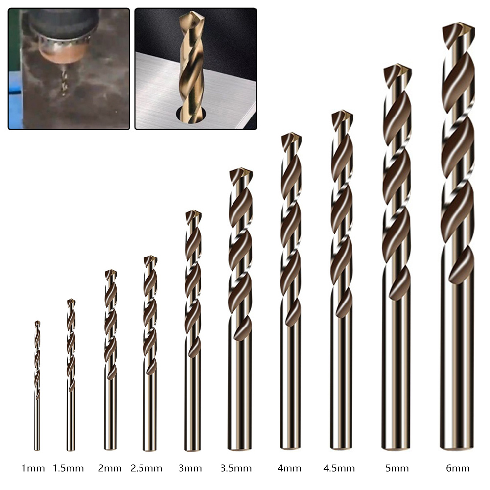 10 Uds HSS M35 broca de cobalto broca de vástago redondo pistola broca para madera Metal acero inoxidable hierro agujero de perforación herramientas de corte