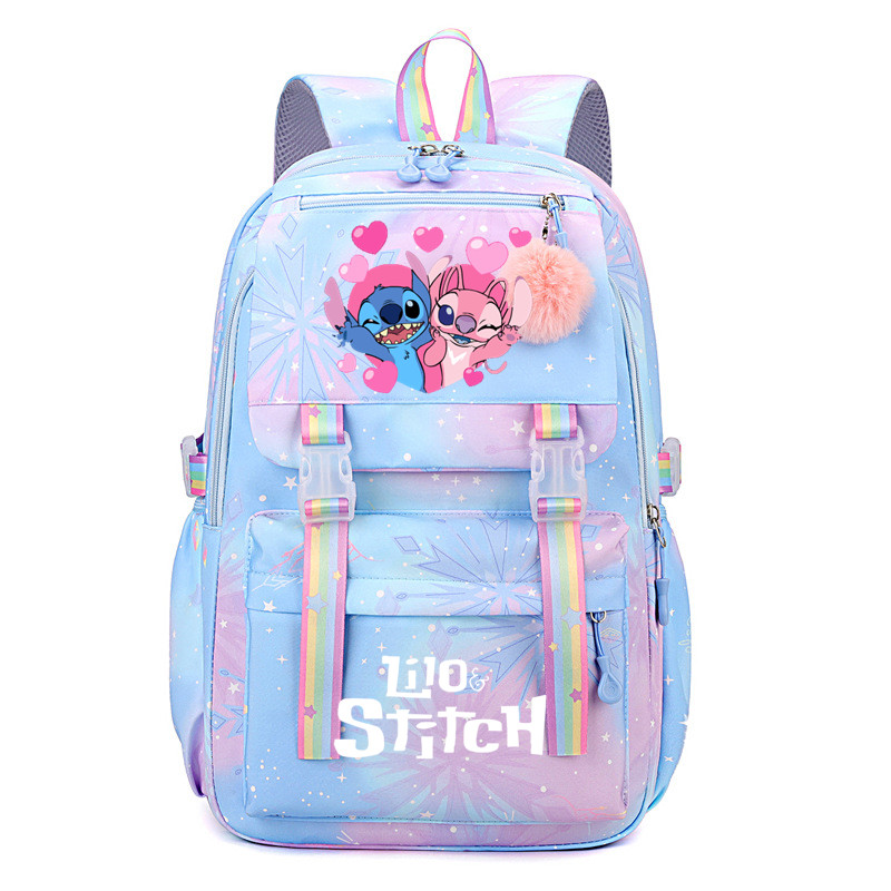 Stitch Large Capacity Backpack, Casual Nylon Cute Daypack, Cartoon Anime Schoolbag, Girl Casual Travel Commute Knapsack