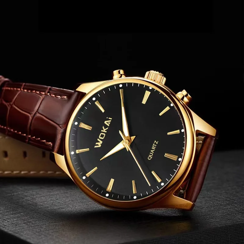 WOKAI, reloj de cuarzo con cinturón de negocios a la moda de alta calidad para hombre, reloj sencillo con personalidad Ray para niño, reloj resistente al agua para estudiantes, clásico retro
