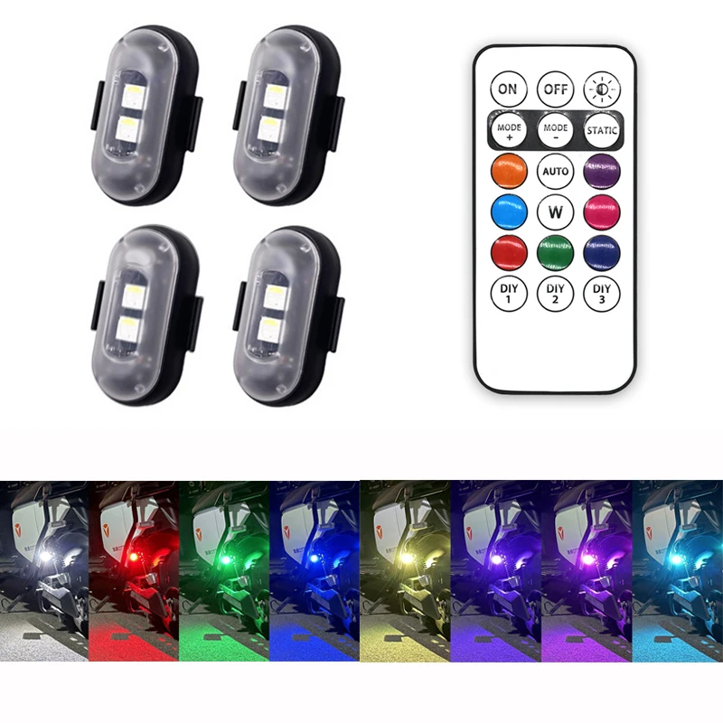 Luzes estroboscópicas de aeronave led rgb, luzes para motocicleta, posição de flash, luz sem fio, avião, helicóptero, luzes de advertência