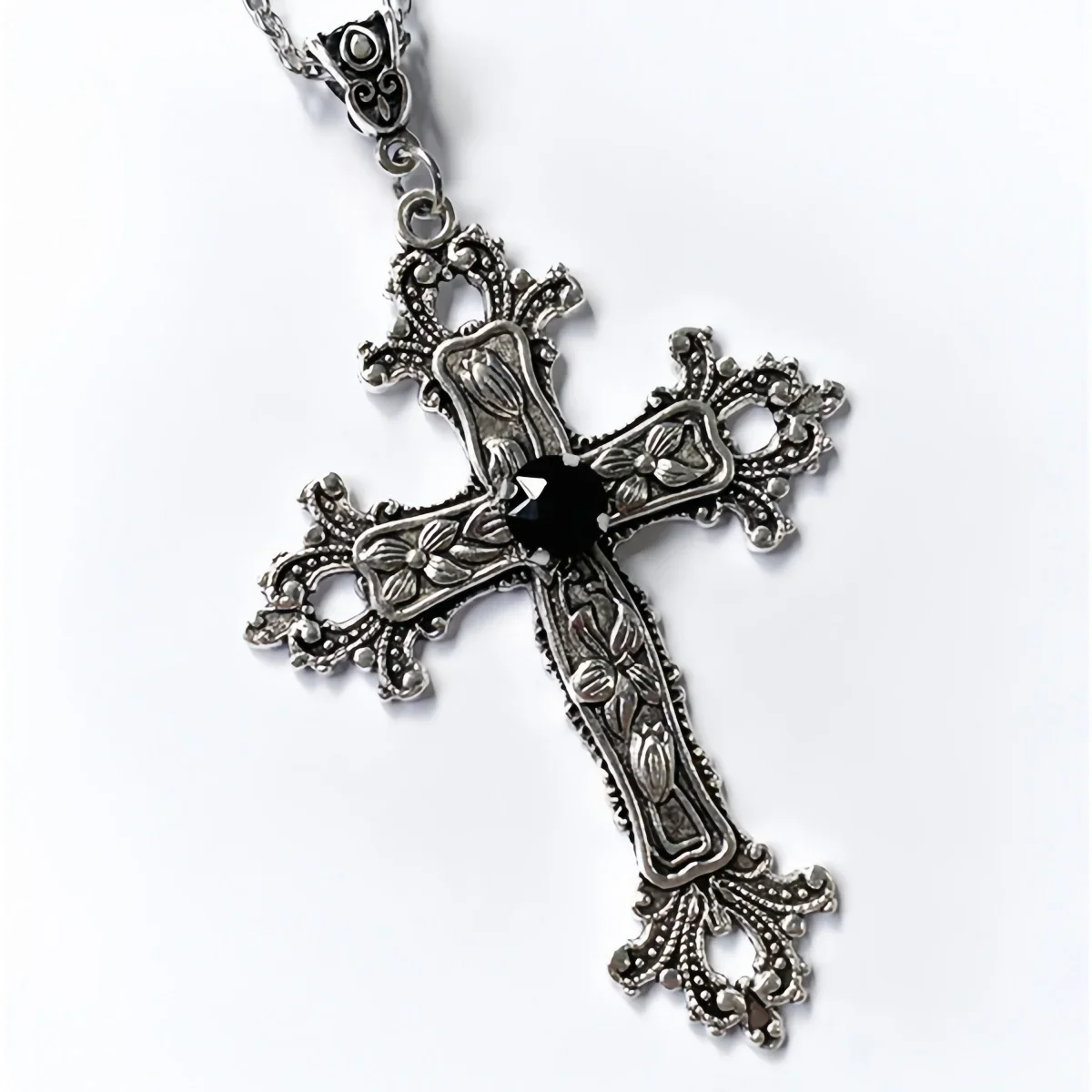 Collane con ciondolo croce grande in cristallo punk per donna uomo Collane a catena con clavicola croce irregolare gotica Gioielli estetici