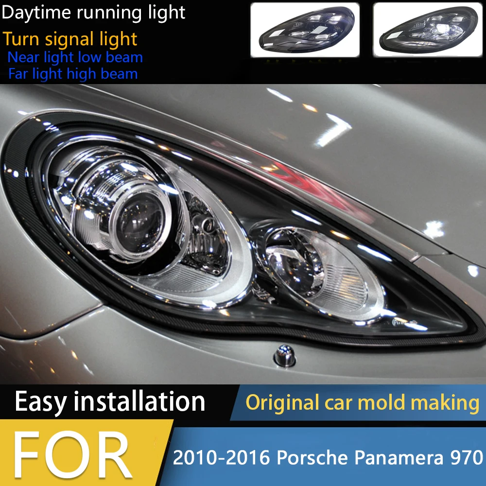 Hiasan Mobil untuk Lampu Depan Porsche Panamera 970 2010-2016 971 Lampu Depan LED Lensa Proyektor DRL Lampu Depan Aksesori Otomatis