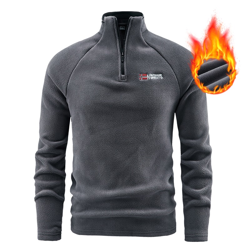 Automne hiver polaire sweat pour hommes épais chaud col montant demi-fermeture éclair décontracté couche de Base homme à manches longues haut polaire