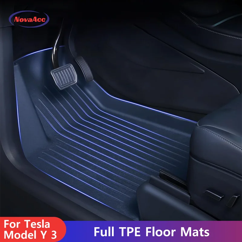 NovaAcc Wszystkie maty podłogowe TPE do Tesla Model Y 3 2021 do 2024 Lewy ster na każdą pogodę Akcesoria samochodowe do wnętrz samochodowych