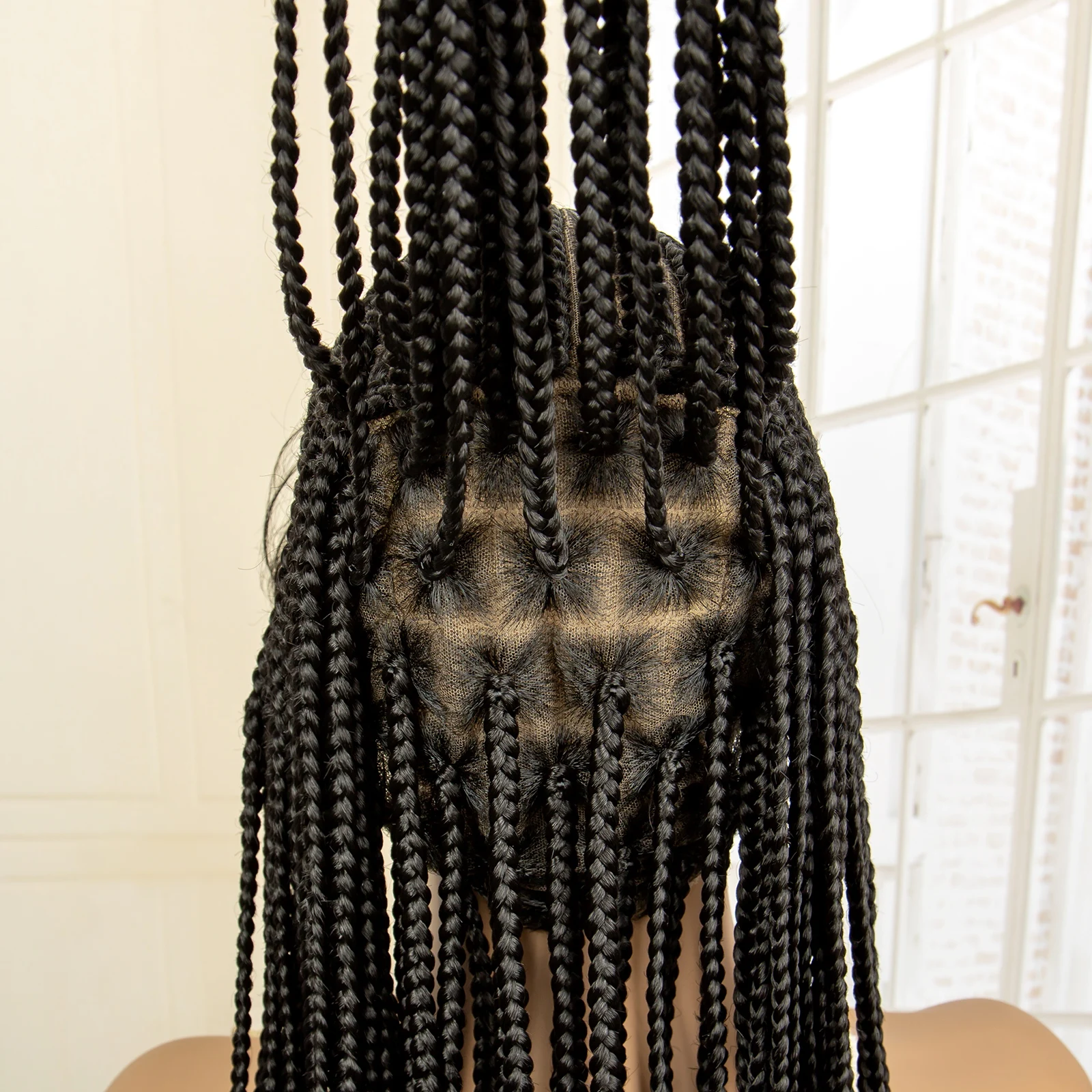 Peruca trançada de renda completa perucas de trança sintética peruca frontal de renda com caixa de cabelo de bebê peruca trançada para mulheres negras perucas de trança sem nós