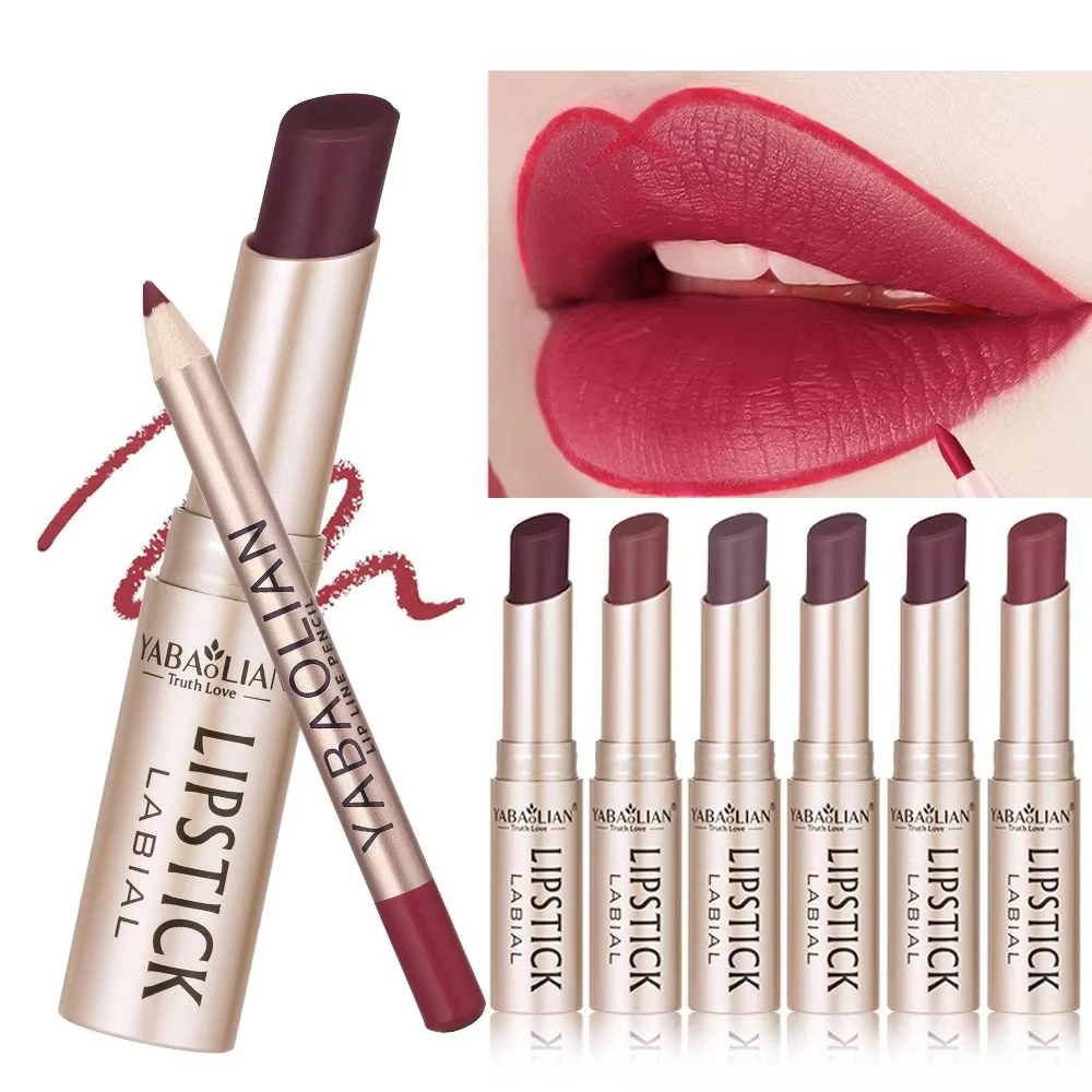มืออาชีพเกรด 12 สี Double Ended Lip Liner ลิปสติกชุด Matte High Color Rendering ไม่จางหายกันน้ํากันเหงื่อ