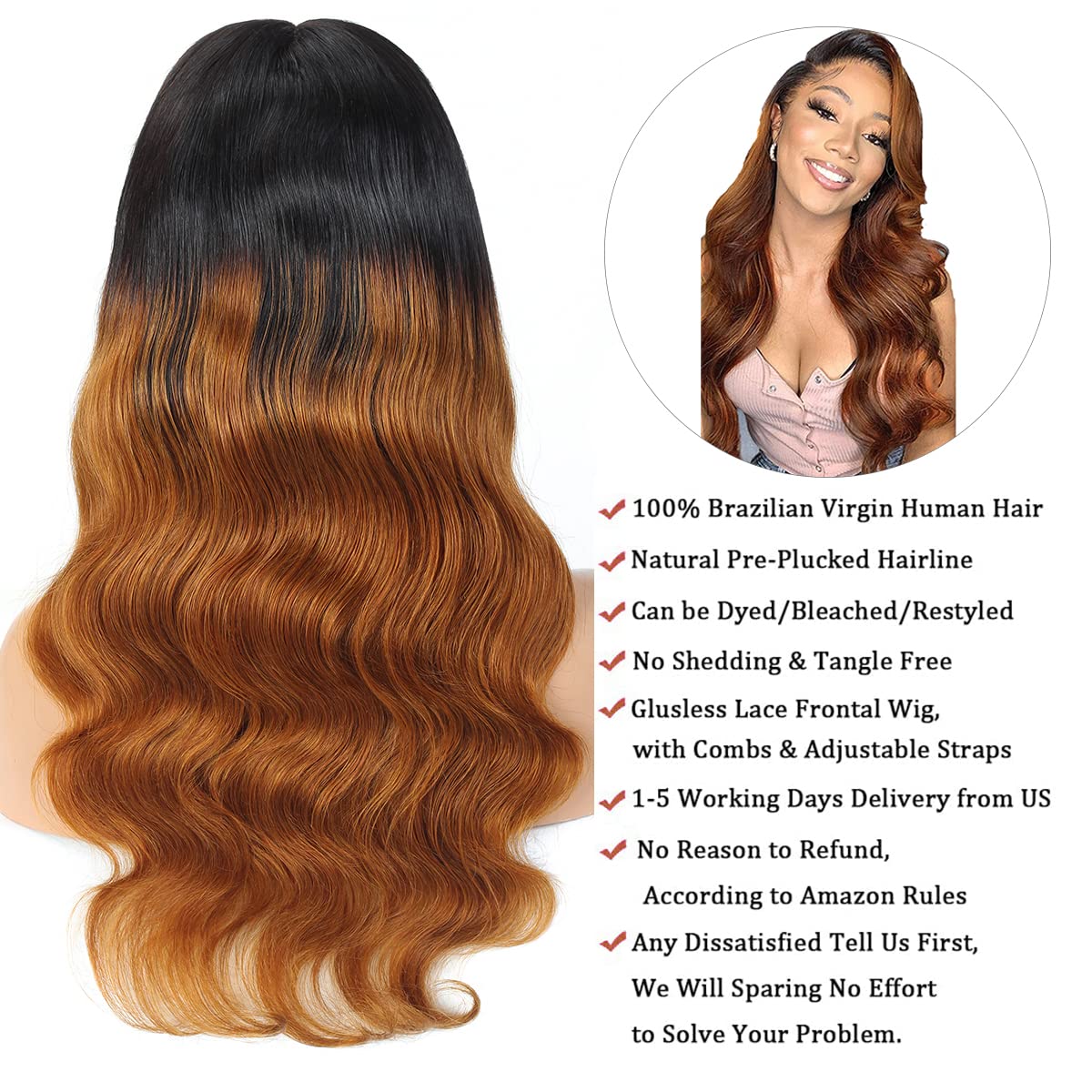 Ombre Echthaar Perücke Körper Welle Spitze Front Perücke 13x4 Echthaar Spitze Frontal Perücken Ombre Honig blonde Spitze Front Perücke 180% Brasilianer