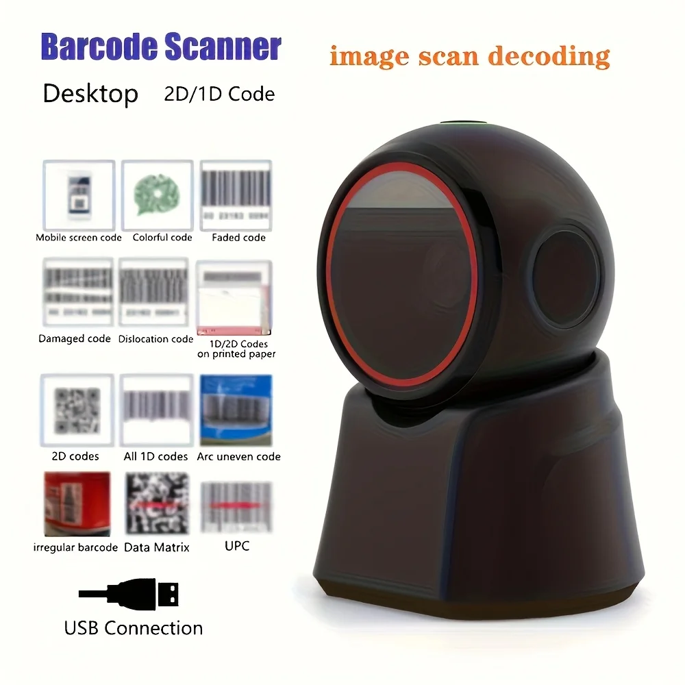 2D Barcode Scanner Desktop Omnidirektionale Automatische 1D 2D QR code Daten Matrix PDF417 Barcode Reader USB für Einzelhandel Supermarkt