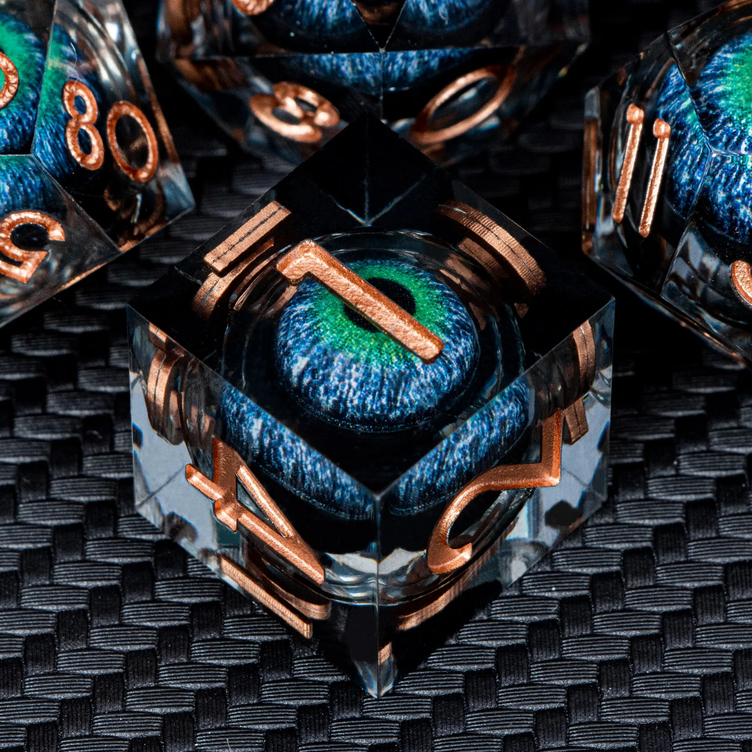 Dnd D20 ブラックブルーリキッドフローアイダイスセット & リング D と D シャープエッジダイスダンジョンとドラゴンパスファインダーロールプレイングゲーム用