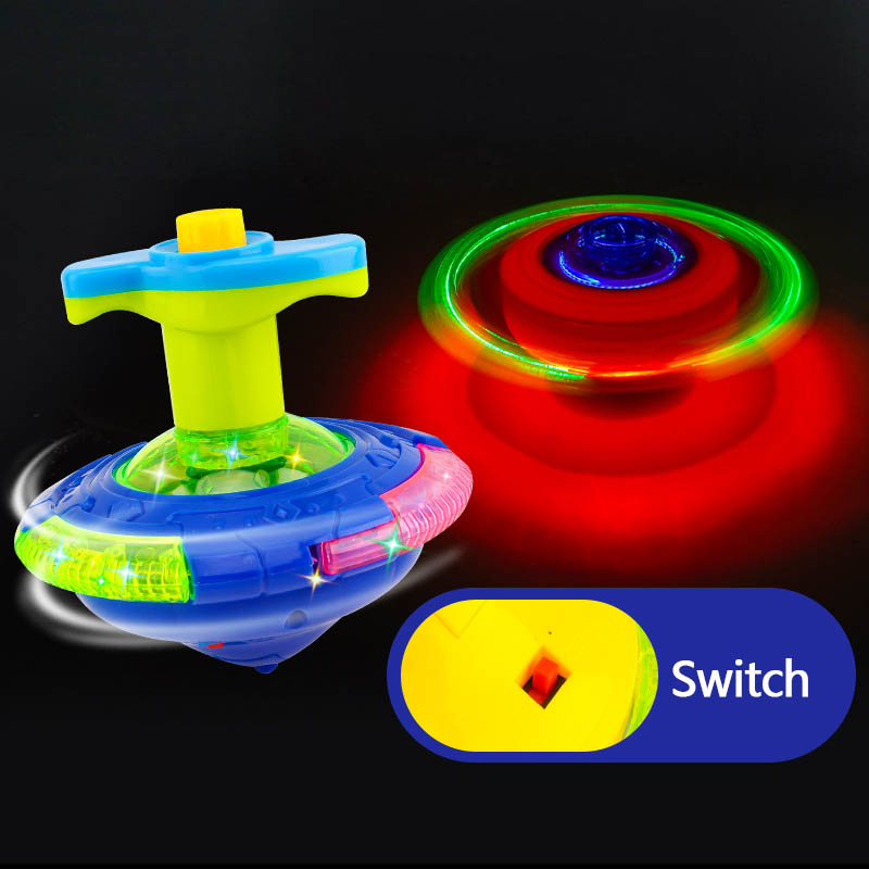 UFO Blinkende Flügel Kreisel Kinder Gyro Leuchten Spielzeug Kinder LED Musik Gyroskop Launcher Rotierenden Spielzeug Spaß Geburtstag Party Gefälligkeiten