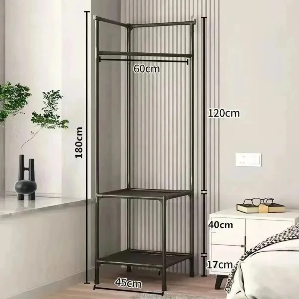 Multi-Layer Floor Standing Hangers, cabideiro, prateleiras, prateleiras, mesa de cabeceira, roupas, casaco, prateleiras, quarto, simples, doméstico
