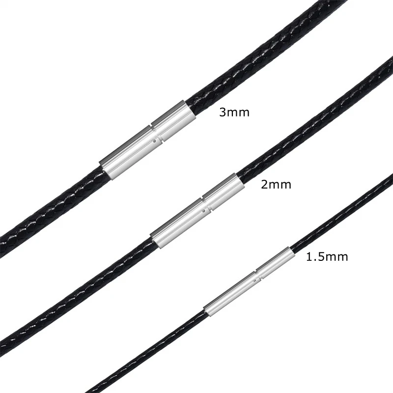 Schwarz Echtes Leder Seil Halskette Mit Verschluss Schnur Kette Linie String Für DIY Anhänger Schmuck Machen Zubehör Liefert Männer