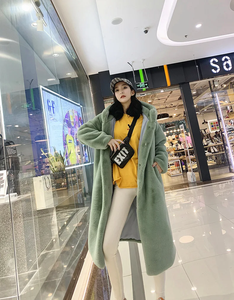 Herbst Und Winter Neue Koreanische Version Von Nachahmung Nerz Pelz Verdickt Lose Plüsch Dump Cap Jacke Weibliche Lange Tops