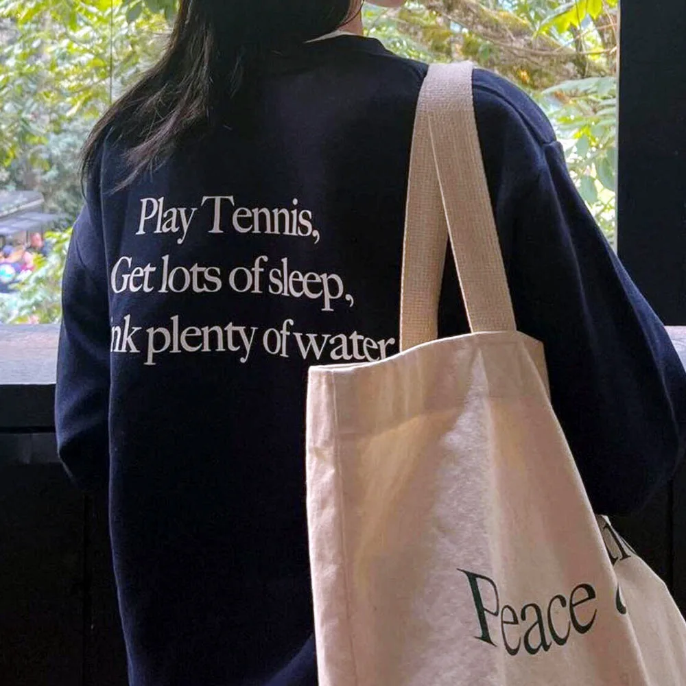 Buvez beaucoup d'eau lettres impression Style rétro col rond sweats femmes automne Terry coton ample à manches longues pull