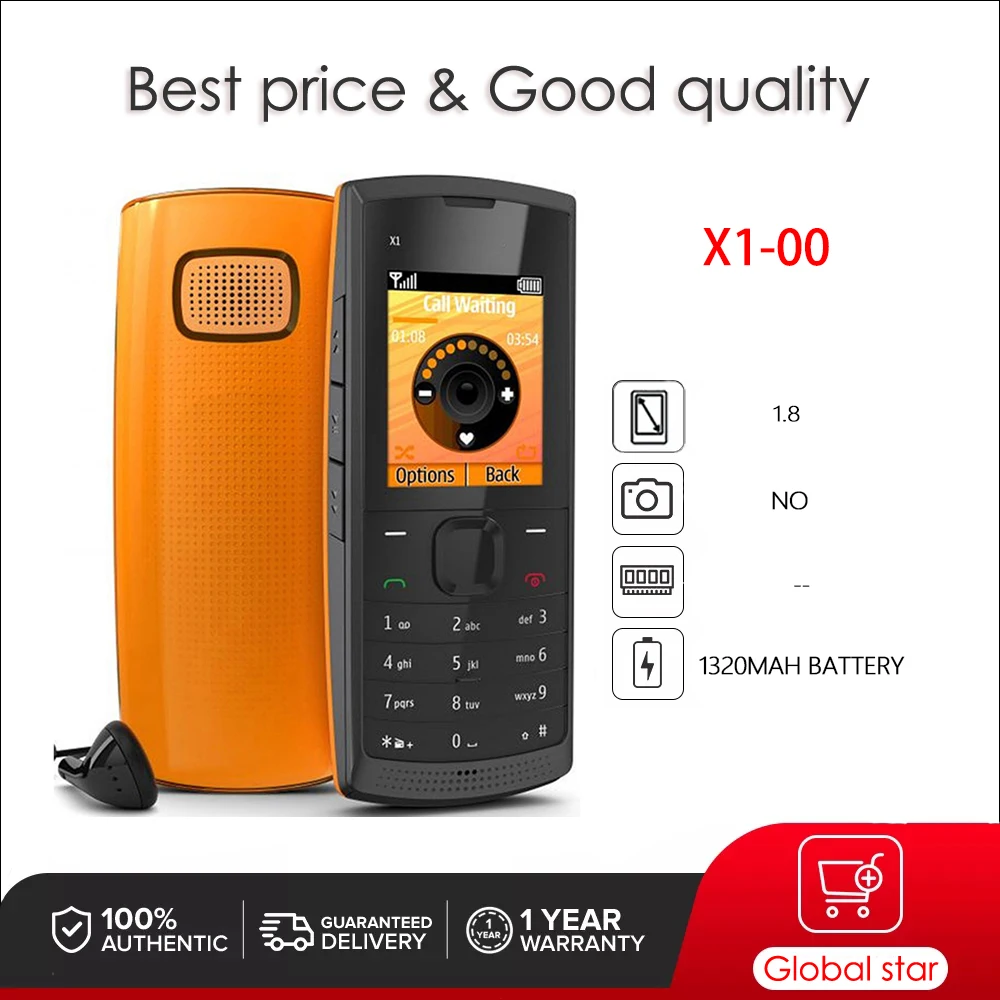 Original Unlocked X1-00 X1-01 Loudspeaker Mobile Phone Russian Arabic Hebrew English Keyboard Made in Finland