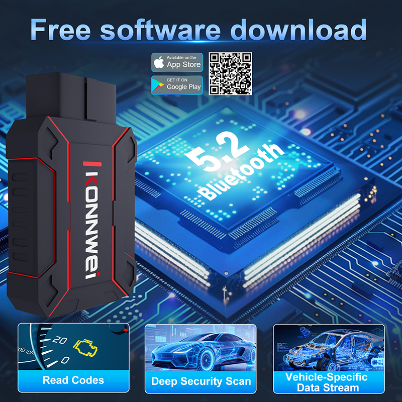 Bluetooth 5.0 Met Gratis Engels APP Nieuwste Producten KONNWEI MAXOBD Volledige Systeem Scanner Voor Android En IOS Auto Diagnostic Tool