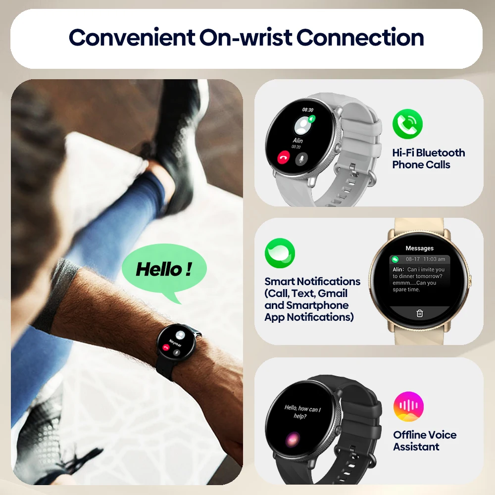 Zeblaze GTR 3 Pro Voz Chamando Relógio Inteligente AMOLED Display Aço Inoxidável 316L Aptidão Smartwatch Para As Mulheres