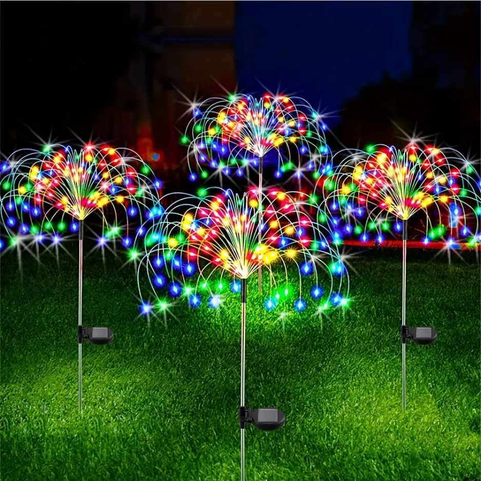 8-Modus solar betriebene Outdoor-Gras kugel Löwenzahn Feuerwerk Lampe 90/120/150/180/200 LED für Garten Rasen Landschaft Urlaub Licht