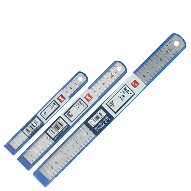 DELI righello dritto in acciaio inossidabile precisione 15-30CM bilancia di misurazione in metallo spesso piatto strumenti forniture per ufficio