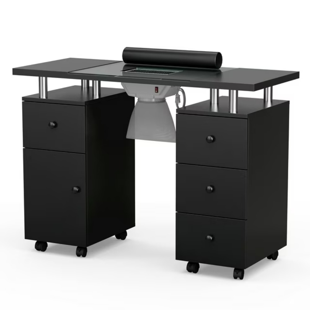 Nail Desk for Technician Manicure Table, Nail Table w/Electric Dust Collector & Wrist Rest Cushion, Acetone Resistant Nail Table