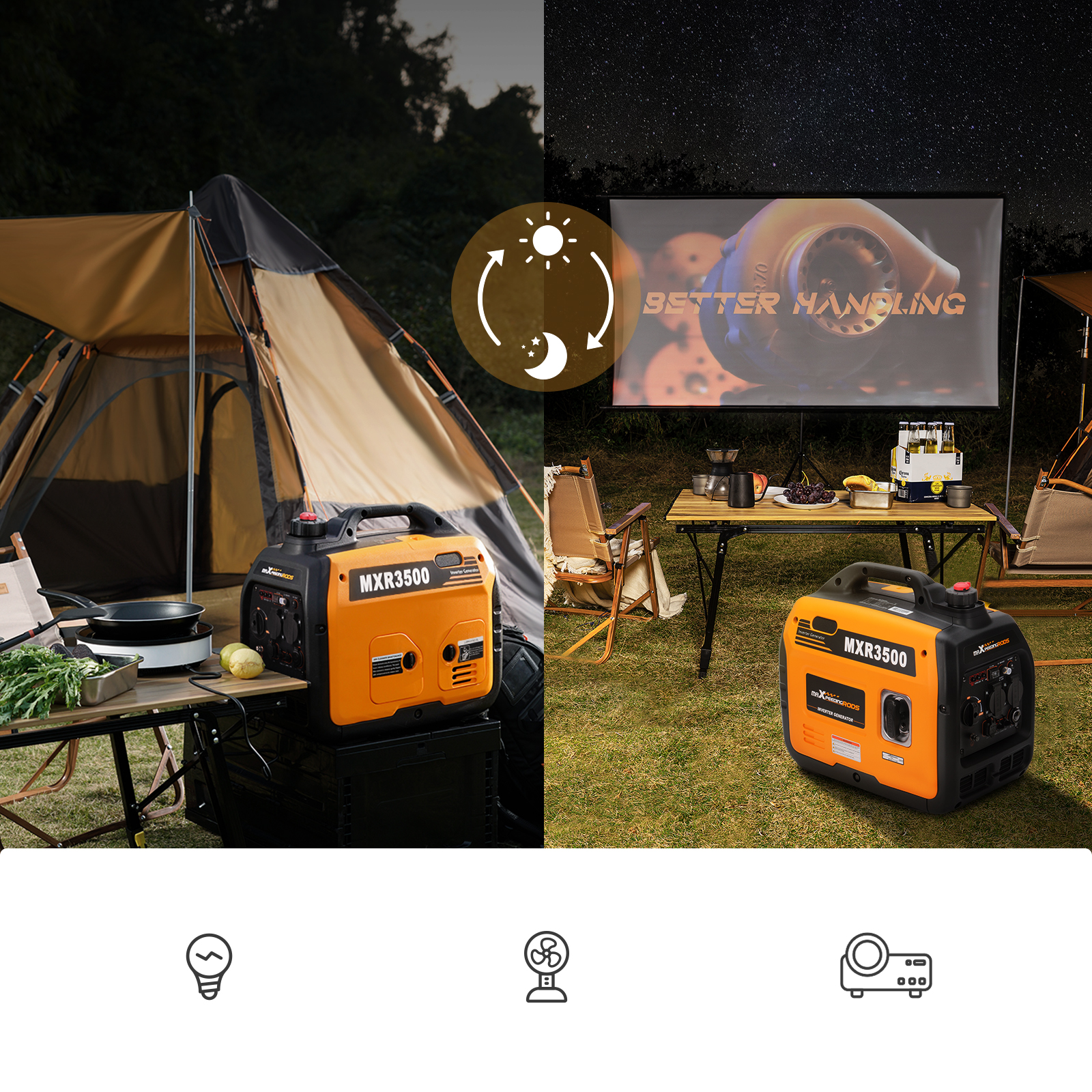 Kompakter, leistungsstarker, tragbarer 3500-Watt-Inverter-Generator, leicht, super leise für Wohnmobile