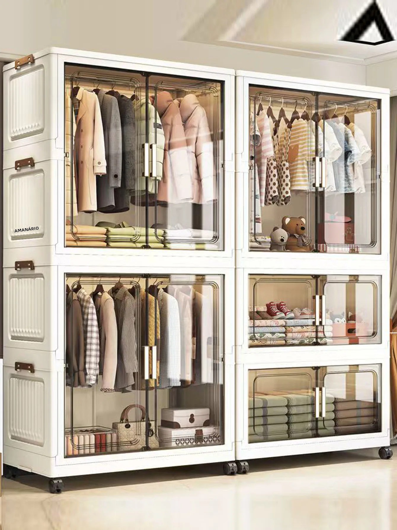 Armário de armazenamento dobrável, organizador de armário multiescena para casa, escritório, cozinha, banheiro, economizador de espaço com portas