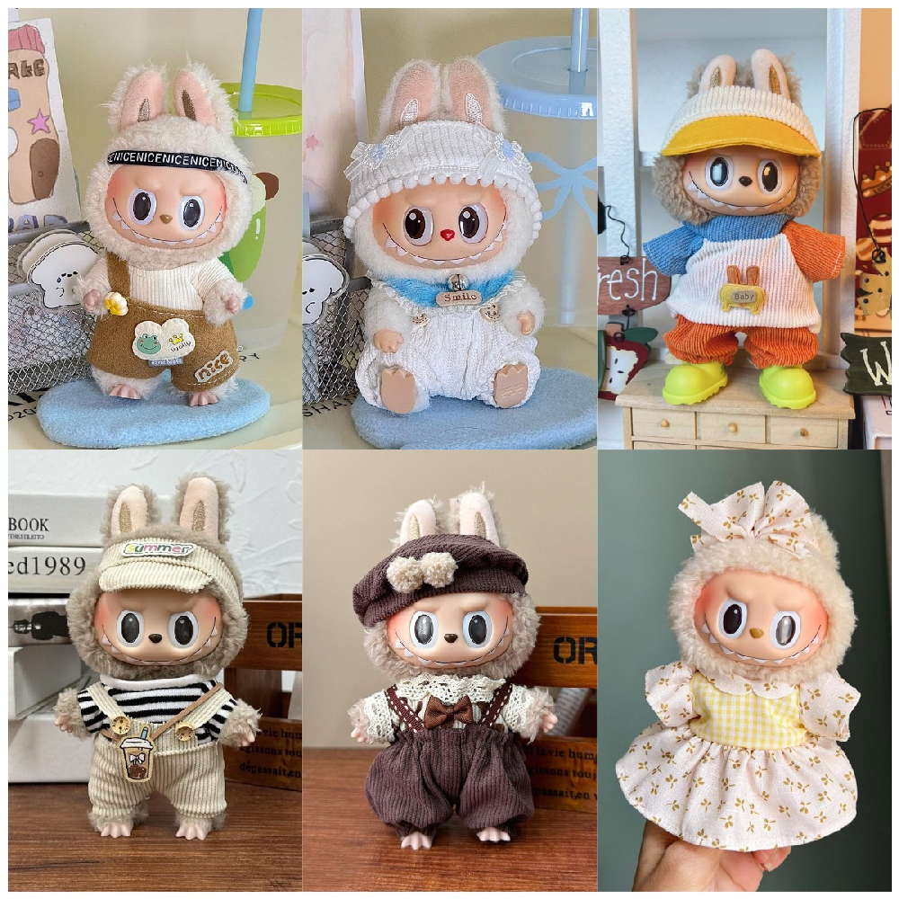 Für 17 cm Labubu Puppe Kleidung Weihnachten Cape Schneemann Hirsch Design Glocke Schal Kpop Exo Korea Stil Plüsch Puppe Outfit für Sammler