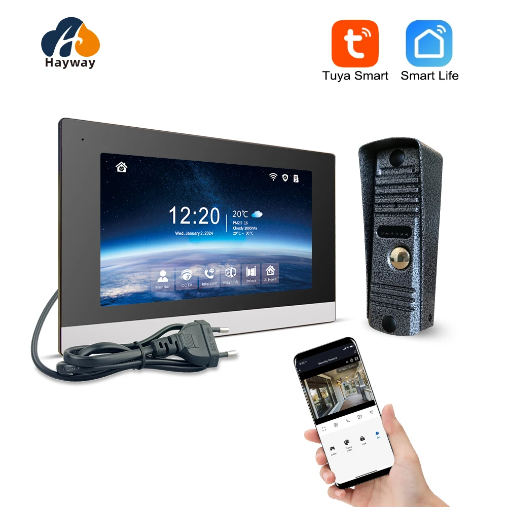 Hayway Home Visuelle Gegensprechanlage 1080P Video-Türklingelkamera für Wohnung 7 "Tuya Smart Full Touch Monitor Unterstützung Bewegungserkennung