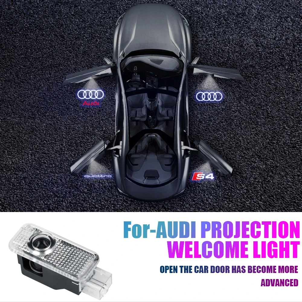 Para Audi A3 8V 8P A6L A5 A7 Q3 Q5 Q7 A4 B5 B6 B7 B8 A1 RS TT S3 S6 Sline Quattro puerta de coche HD luz de bienvenida lámpara de proyector láser