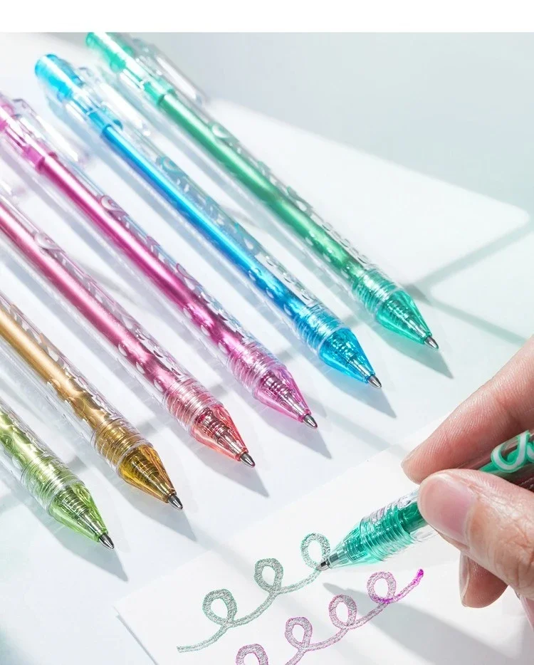 8 สีปากกาคริสต์มาส Glitter Highlighter ปากกาเจล Double Line Outline Art ปากกา MARKER ปากกา Bullet ไดอารี่โปสเตอร์การ์ด DIY เขียน
