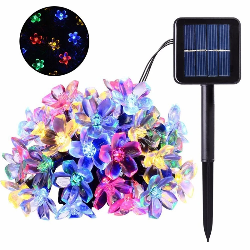5 m 20 LED Solar-Lichterkette für den Außenbereich, wasserdicht, 8 Modi, batteriebetrieben, Kirschblumen-Licht, Weihnachten, Garten, Party-Dekoration
