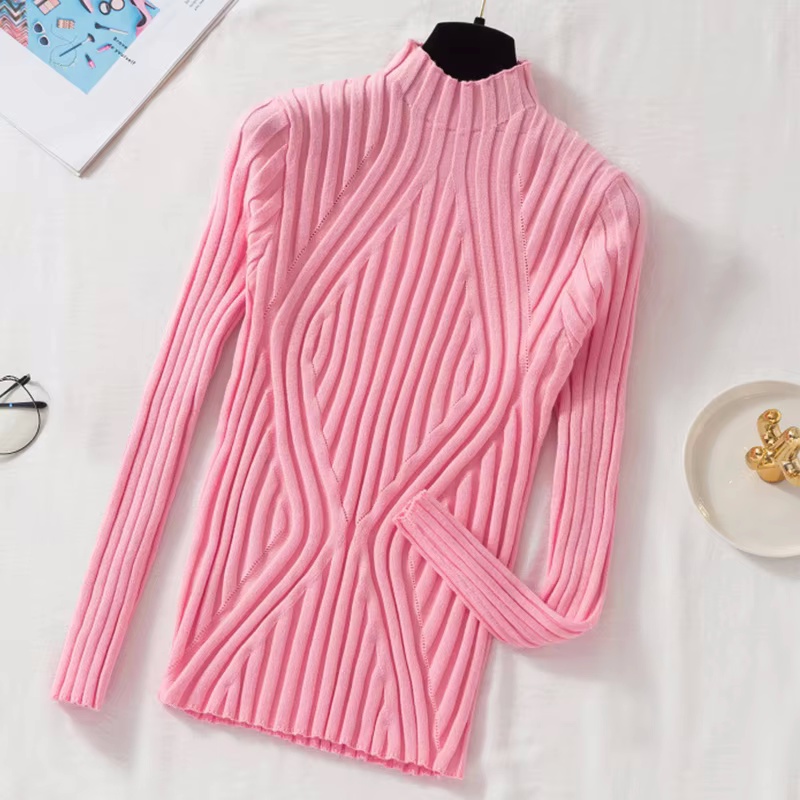 เสื้อสเวตเตอร์ถักแบบสวมหัวสำหรับผู้หญิงเสื้อจั๊มเปอร์คอเต่าครึ่งตัวเสื้อ Y2K แขนยาวสำหรับฤดูใบไม้ร่วง