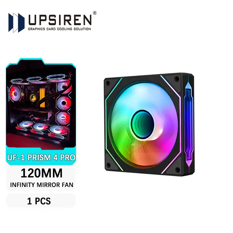 UPSIREN UF-1 PRISM 4 PRO 1 шт. вентилятор для компьютерного шасси 12 см ARGB 4 контакта ШИМ тихий вентилятор охлаждения 12 в большой объем воздуха 45.2 куб. М/600-1500 об/мин