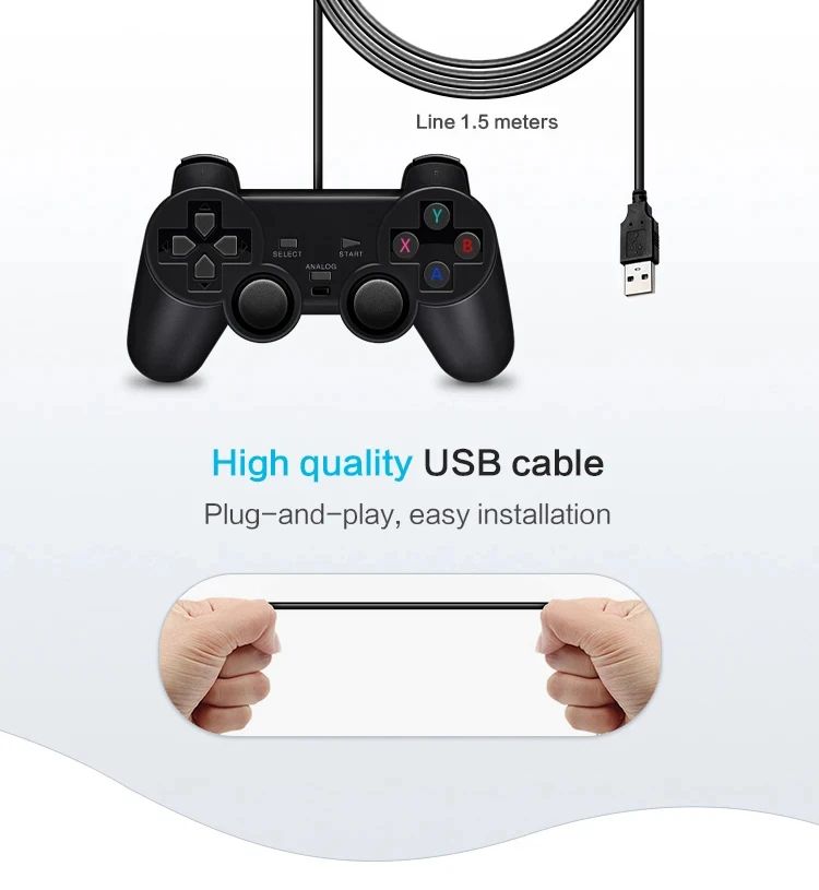 DATA FROG Vibration Joystick Wired USB PC Controller Für PC Computer Laptop Für WinXP/Win7/Win8/Win10 Für Vista Schwarz Gamepad
