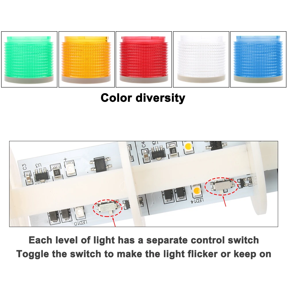 180 Rotatable Stack light Red amber Green warning light industrial for CNC machine DC12-24V AC110-220V Steady flashing light LED