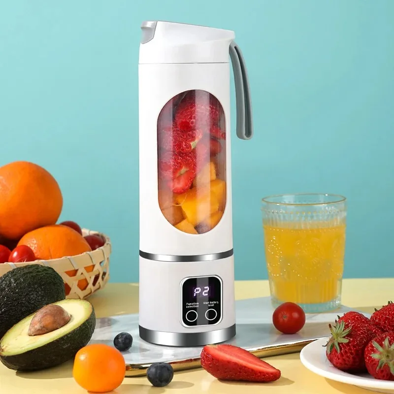 2025 ใหม่ในครัวเรือนชาร์จ MINI Crushed Ice เครื่องคั้นน้ําผลไม้ไฟฟ้ามอเตอร์ที่มีประสิทธิภาพ 450ML ขนาดใหญ่ความจุดิจิตอลจอแสดงผลถ้วยน้ําผลไม้