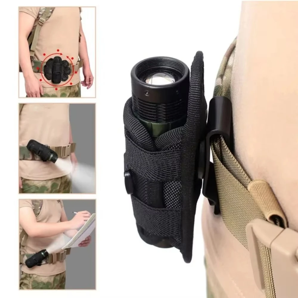 Taktische Taschenlampe Tasche Gürtel Taschenlampe Tasche Langlebig Jagd Beleuchtung Zubehör Überleben Kits 360-Grad Holster Dreh Taschenlampe Fall