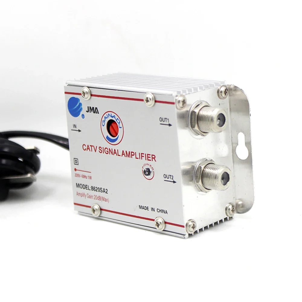 CATV SIGNAL AMPLIFIER DTMB Digital TV Signal Amplifiers 8620SA2 20dB Gain 1 in 2 EU Plug 220V