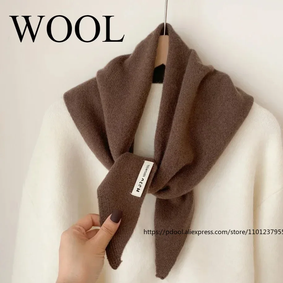 British Korean Triangle Scarf  Niche Wool  Triangular Scarf Women Headscarf Knitted Scarf Multi-functional Warm Knitted Scarf