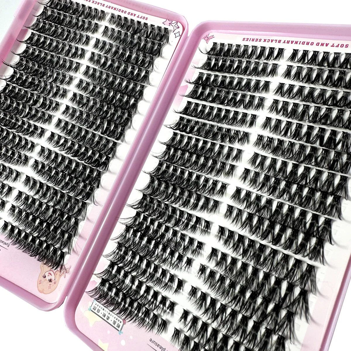 Extensión de pestañas izquierda + derecha, efecto ojo de gato/zorro, grupos individuales, aspecto Natural 3D, extensiones de pestañas segmentadas DIY