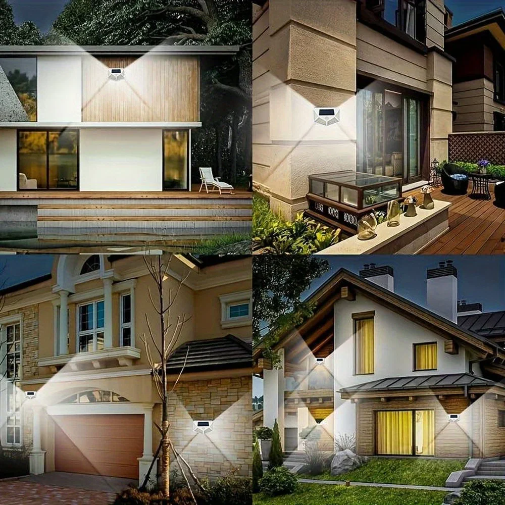 1PC Luce solare per esterni 100 Lampada da parete a LED Lampada con sensore di movimento PIR Luci per scale impermeabili per la decorazione stradale del giardino del cortile