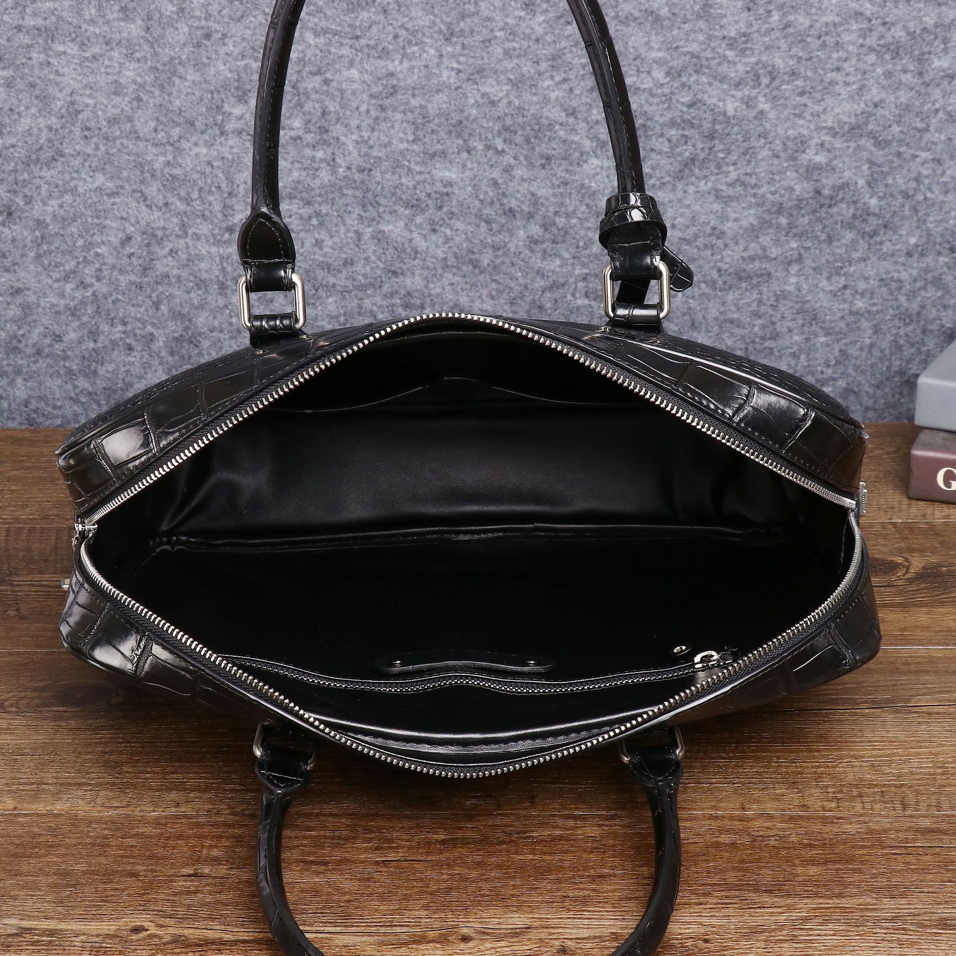 Neue Krokodil Bauch Muster Handtasche Große Kapazität Aktentasche Datei Business männer Trendy Computer Tasche Leder Aktentaschen Männer Taschen