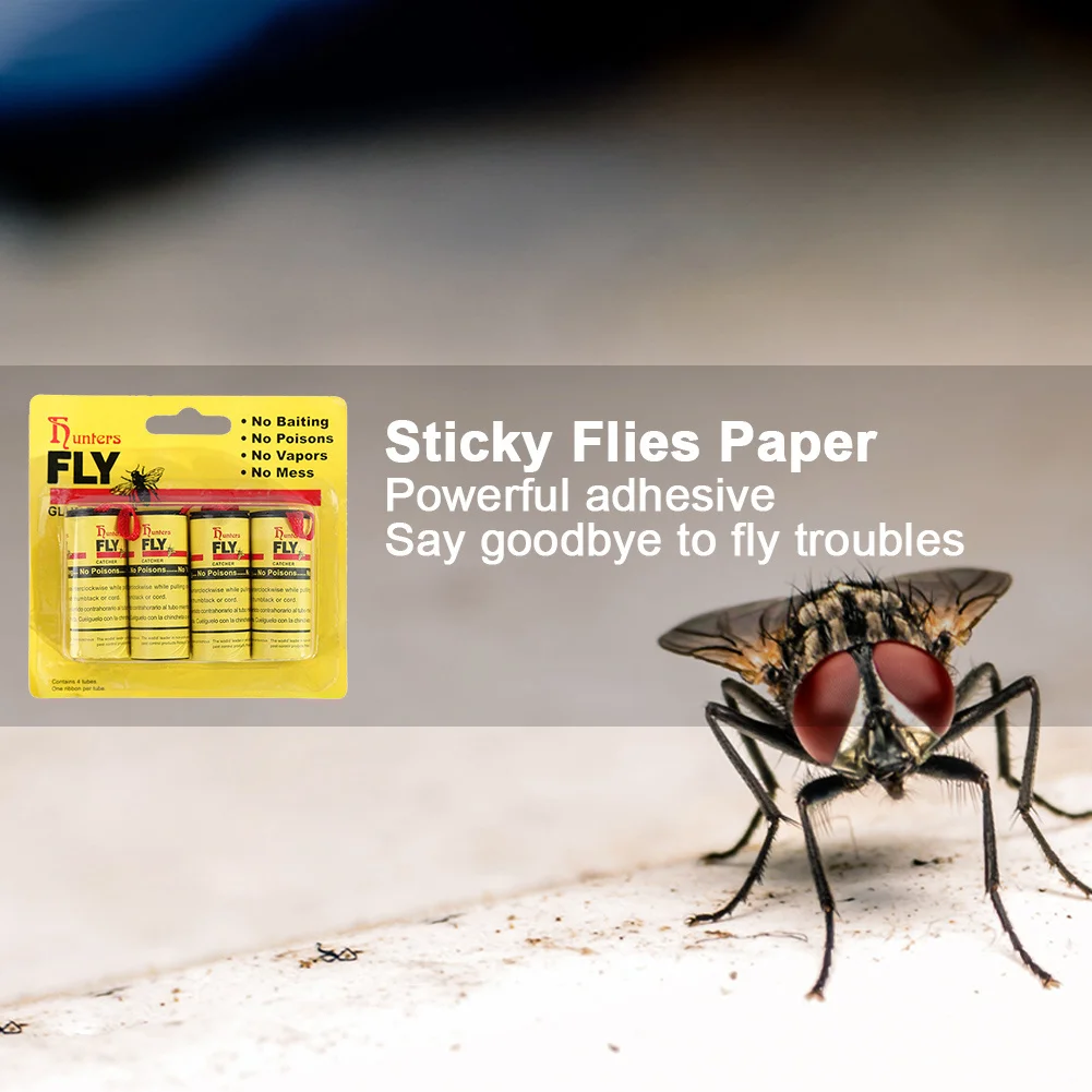 4-20PCS ริบบิ้นเหนียวม้วนสองด้านแมลงวันแถบกระดาษแมลงบ้านกาว Fly TRAP Catcher Bug ยุง Killer