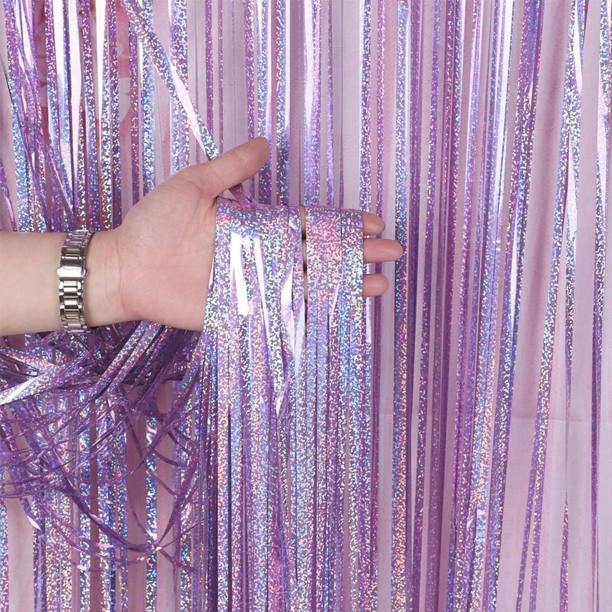 1pc 1*2m laser rosa festa pano de fundo cortinas glitter enfeites franja folha cortina aniversário casamento decoração adulto aniversário dezembro