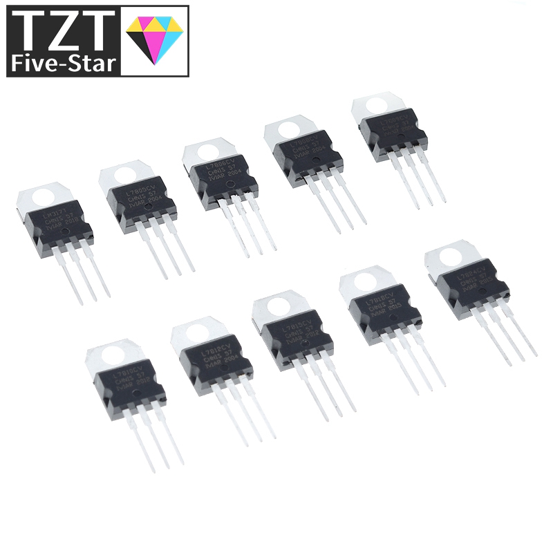 TZT 10PCS LM317T L7805 L7806 L7808 L7809 L7910 L7812 L7815 L7818 L7824 L7915 L7805CV Voltage Regulation Module