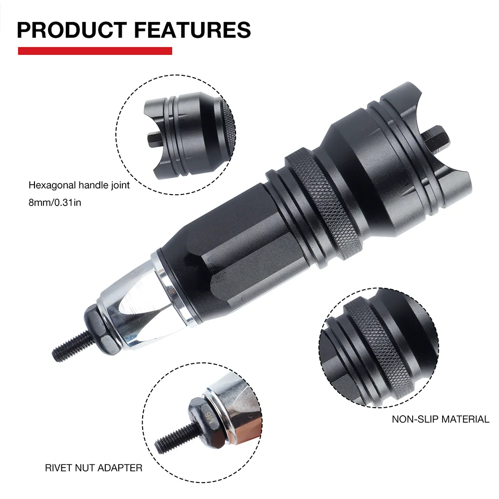 Pistolet à riveter électrique professionnel, outil de rivetage d'écrous à faire soi-même, outil de rivetage M3 M4 M5 M6 M8 M10, machine à riveter sans fil, pistolet à riveter à traction