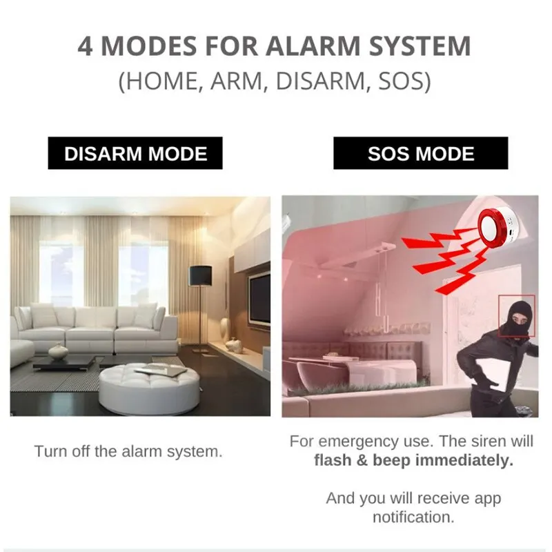 Tuya inteligente wi fi sistema de alarme segurança sem fio kit alarme casa assaltante sensor porta movimento compatível google casa alexa